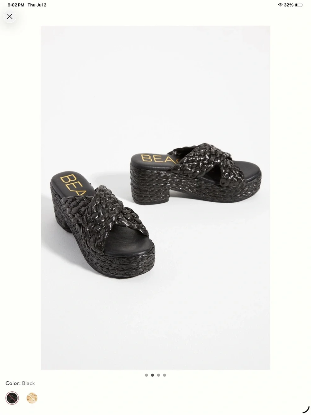 Matisse Beach Reflection Heels - Black Woven Platform Slide Sandals